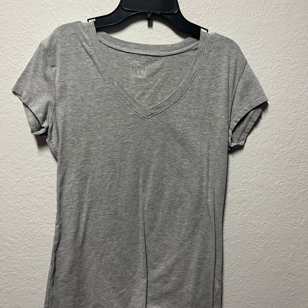 Gray V-Neck Women's Top